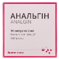 Анальгін розчин д/ін. 500 мг/мл по 2 мл №10 (5х2) в амп.