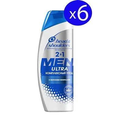 Шампунь і бальзам-ополіскувач Head & Shoulders 2 в 1 Men Ultra Комплексний догляд проти лупи, 6 шт х 400 мл