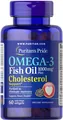 Омега-3 риб'ячий жир Puritan's Pride Omega-3 Fish Oil 1000 mg Plus Cholesterol Support, 60 гелевих капсул
