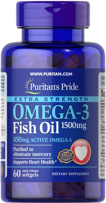 Омега-3 рыбий жир Puritan's Pride Omega-3 Fish Oil 1500 мг, 60 гелевых капсул