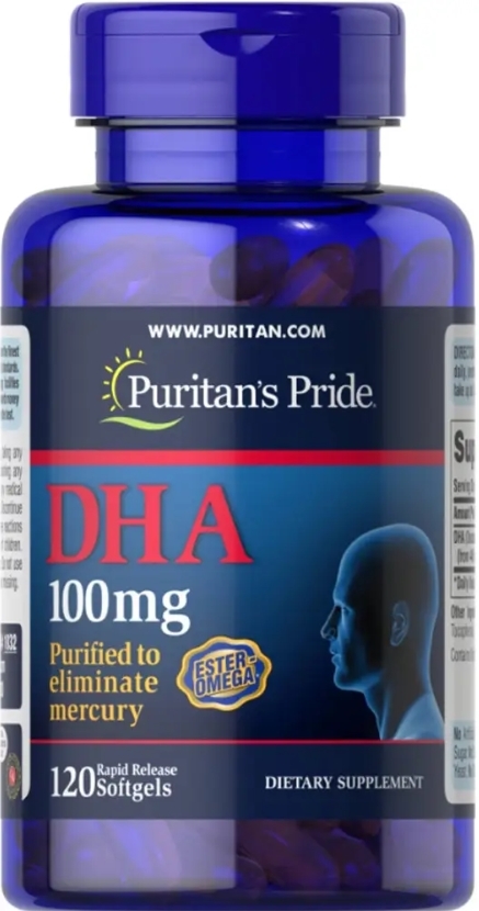 ДГА Puritan's Pride DHA 100 мг, 120 гелевых капсул