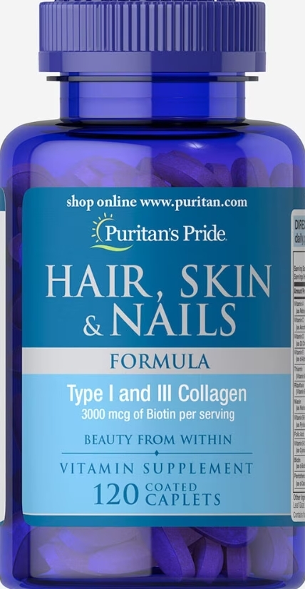 Комплекс для волос, кожи и ногтей Puritan's Pride Hair Skin and Nails One Per Day Formula, 120 капсул
