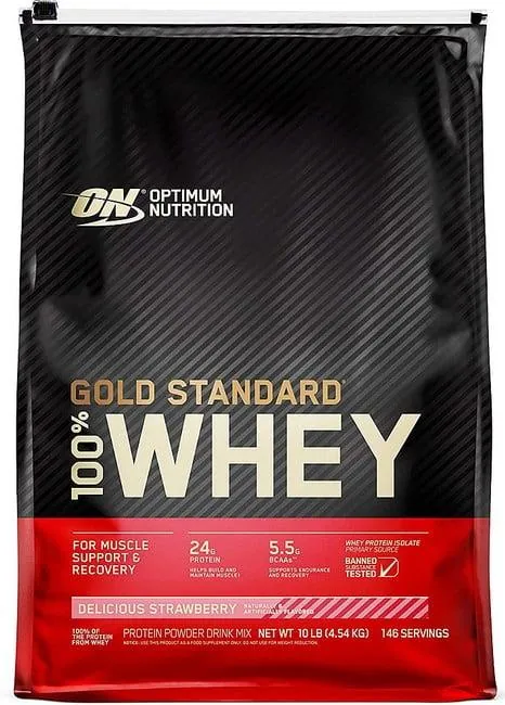 Протеїн сироватковий змішаний Optimum Nutrition Gold Standard 100% Whey, смачна полуниця, 4,53 кг