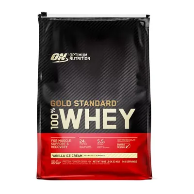 Протеїн сироватковий змішаний Optimum Nutrition Gold Standard 100% Whey, ванільне морозиво, 4,54 кг