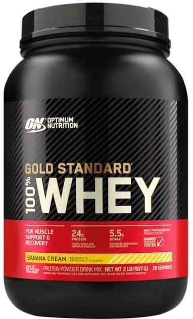 Протеїн сироватковий змішаний Optimum Nutrition Gold Standard 100% Whey, банановий крем, 907 г