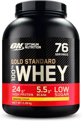 Протеїн сироватковий змішаний Optimum Nutrition Gold Standard 100% Whey, банановий крем, 2,27 кг