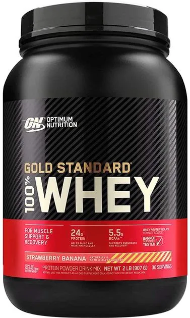 Протеїн сироватковий змішаний Optimum Nutrition Gold Standard 100% Whey, полуниця-банан, 907 г
