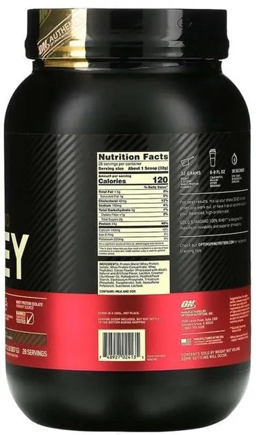Протеїн сироватковий змішаний Optimum Nutrition Gold Standard 100% Whey, полуниця-банан, 907 г