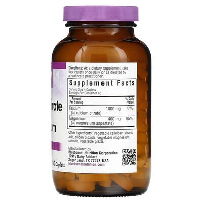 Кальция цитрат с магнием Bluebonnet Nutrition Calcium Citrate Plus Magnesium, 180 капсул