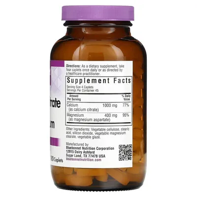 Кальцію цитрат з магнієм Bluebonnet Nutrition Calcium Citrate Plus Magnesium, 180 капсул