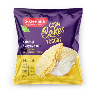 Хлібці Жменька Corn Cakes Yogurt кукурудзяні в йогуртовій глазурі, 26 г