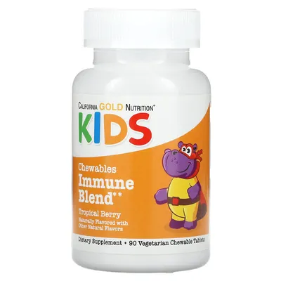 Підтримка імунітету для дітей California Gold Nutrition Chewable Immune Blend зі смаком тропічних ягід вег. таблетки №90