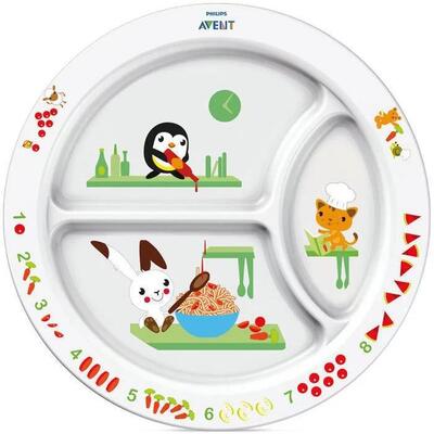Тарелка Philips Avent SCF702/00 с разделителями с рисунком, от 12 месяцев