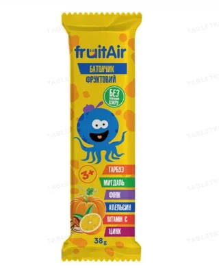 Батончик Fruit Air фруктовий, гарбуз-мигдаль-фінік-апельсин з вітаміном С та цинком, 38 г