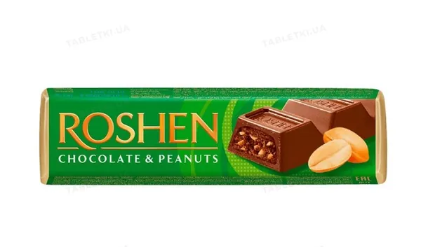 Батончик Roshen шоколадний з арахісовою начинкою, 38 г