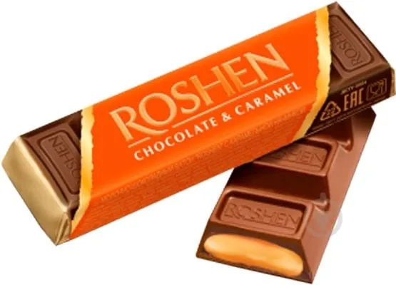 Батончик Roshen молочно-шоколадний з начинкою карамель, 40 г