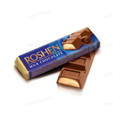 Батончик Roshen молочно-шоколадний з начинкою крем-брюле, 43 г