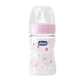 Пляшка дитяча пластикова Chicco Well-Being з соскою силіконовою, нормальний потік, для дівчаток, 150 мл