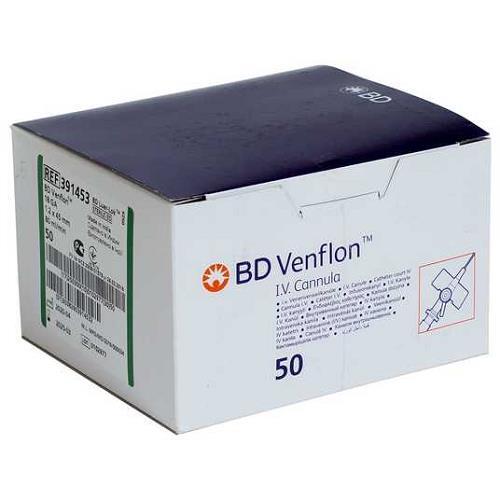 Канюля внутривенная BD Venflon 18G 1,2 х 45 мм, зеленый, 50 штук