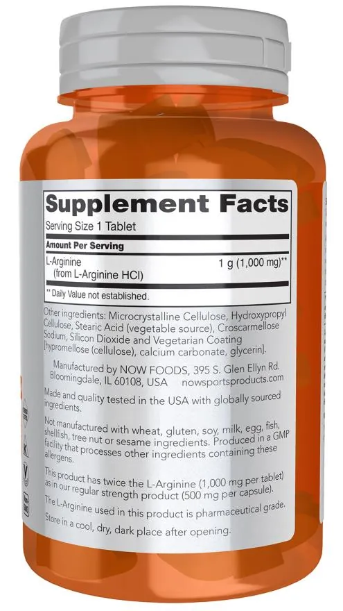 L-аргінін NOW Sports L-Arginine 1000 мг таблетки №60