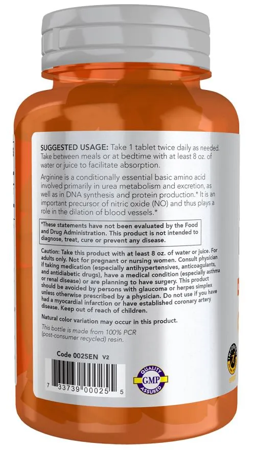 L-аргінін NOW Sports L-Arginine 1000 мг таблетки №60