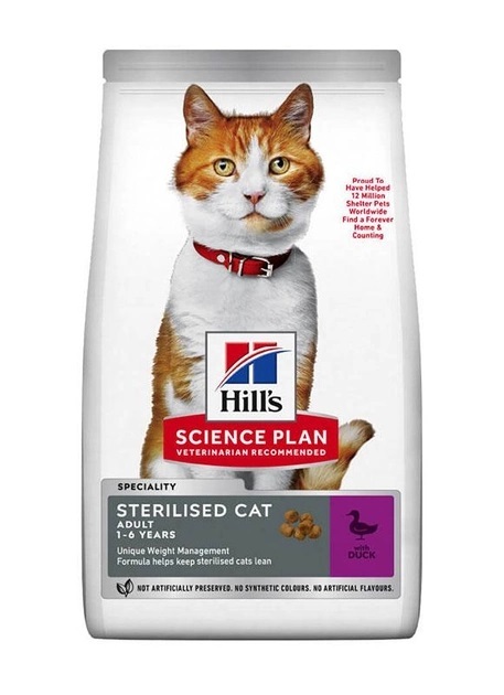 Корм сухой Hill's Science Plan Sterilised Cat Young Adult Duck для стерилизованных кошек, с уткой, 1,5 кг