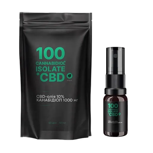 CBD 100 isolate олія 10% 1000 мг м'ята, 60 доз, 10 мл