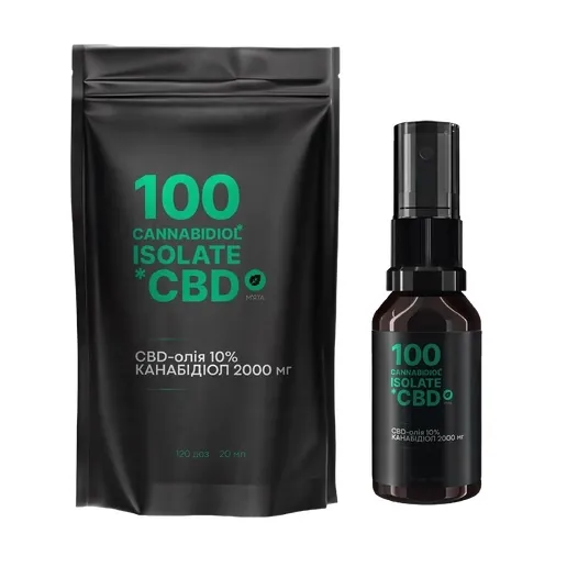 CBD 100 isolate олія 10% 2000 мг м'ята, 120 доз, 20 мл