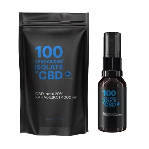 CBD 100 isolate олія 20% 4000 мг мандарин, 120 доз, 20 мл
