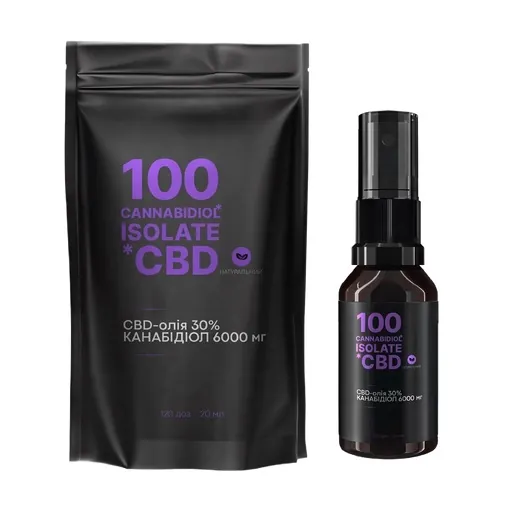 CBD 100 isolate олія 30% 6000 мг натуральний, 120 доз, 20 мл