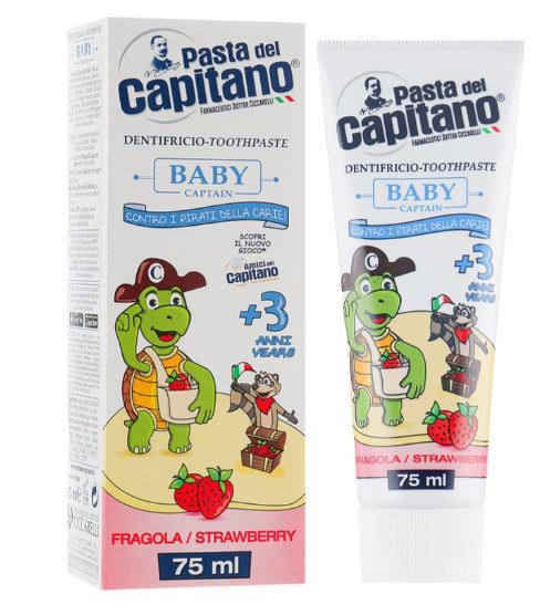 Зубна паста-гель Pasta del Capitano Baby Strawberry зі смаком полуниці від 3 років, 75 мл