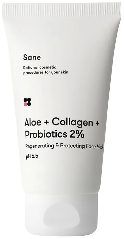 Маска для обличчя Sane Aloe + Collagen + Probiotics 2% з алое, 75 мл
