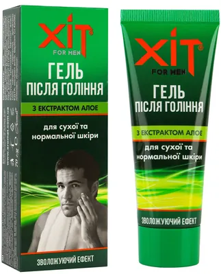Гель після гоління Хіт for men зволожуючий ефект з екстрактом алое, 70 г