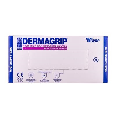 Перчатки смотровые Dermagrip High Risk латексные без пудры нестерильные, размер L, пара