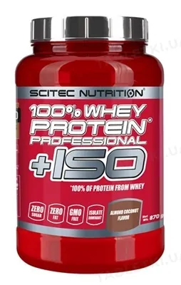 Протеїн сироватковий змішаний Scitec Nutrition 100% Whey Protein Professional + ISO мигдаль-кокос, 870 г