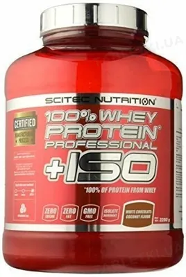 Протеїн сироватковий змішаний Scitec Nutrition 100% Whey Protein Professional + ISO білий шоколад-кокос, 2280 г