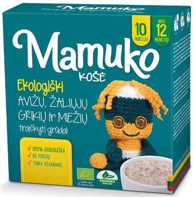 Крупа Mamuko органическая Смесь гречнево-ячменная с овсяными хлопьями, 240 г