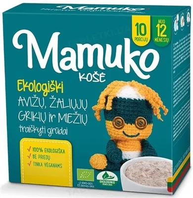 Крупа Mamuko органічна Суміш гречано-ячмінна з вівсяними пластівцями, 240 г