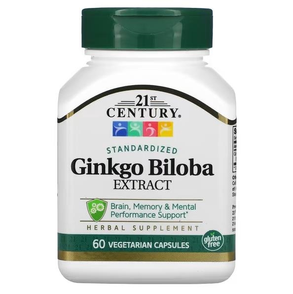 Листя Гінко Білоба 21st Century Ginkgo Biloba Leaf Extract, 60 вегетаріанських капсул