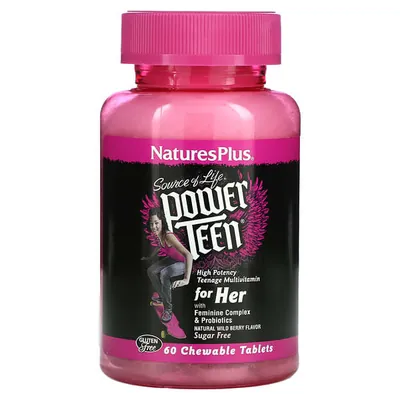 Мультивітаміни для дівчат Nature's Plus Power Teen for her, лісові ягоди, 60 пігулок