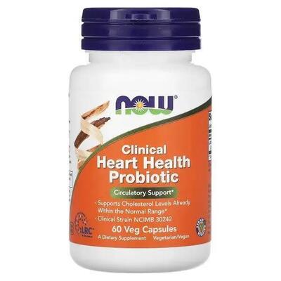 Пробіотик для серця NOW Clinical Heart Health Probiotic, 60 вегетаріанських капсул