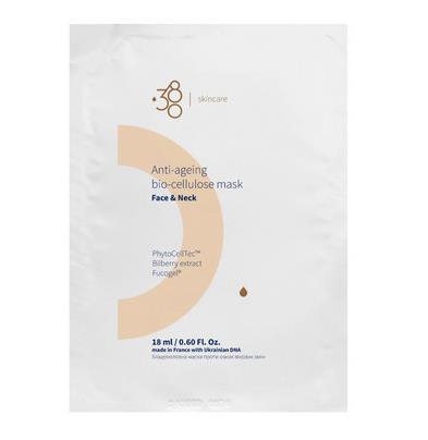 Маска для лица и шеи 380 Skincare Anti-Ageing биоцеллюлозна против возрастных изменений, 18 мл