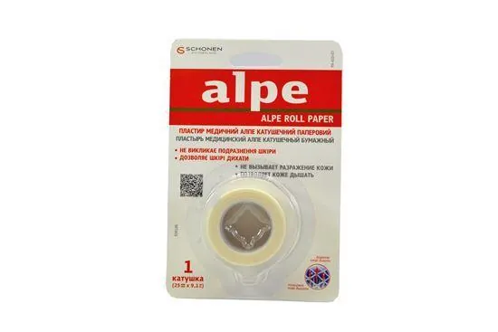Пластир медичний Alpe Roll Paper катушечний паперовий 2,5 см х 9,1 м, 1 штука