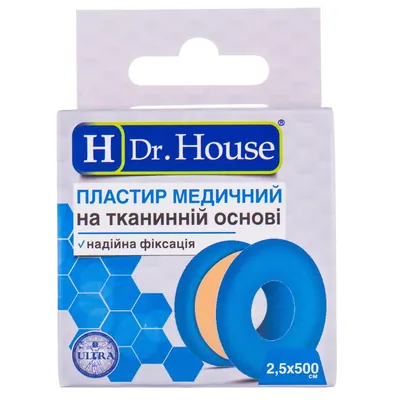 Пластир медичний Dr. House на тканинній основі 2,5 см х 500 см, котушка, 1 штука