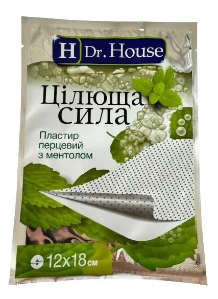 Пластир медичний Dr. House Цілюща сила знеболюючий з ментолом, перфорований, 12 см х 18 см, 1 штука