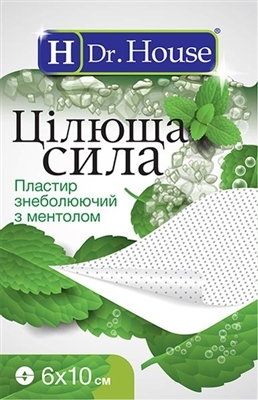 Пластырь медицинский Dr. House Целебная сила обезболивающий с ментолом, перфорированный, 6 см х 10 см, 1 штука