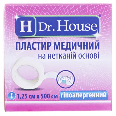 Пластир медичний Dr. House на нетканій основі, 1,25 см х 500 см, в картонній упаковці,1 штука