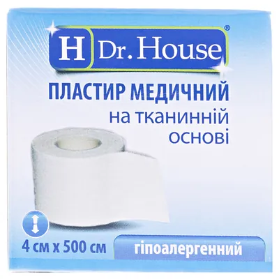 Пластир медичний Dr. House на тканинній основі 4 см х 500 см в картонній упаковці, 1 штука