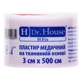 Пластир медичний Dr. House H Fix на тканинній основі 3 см х 500 см в пластиковому футлярі, 1 штука