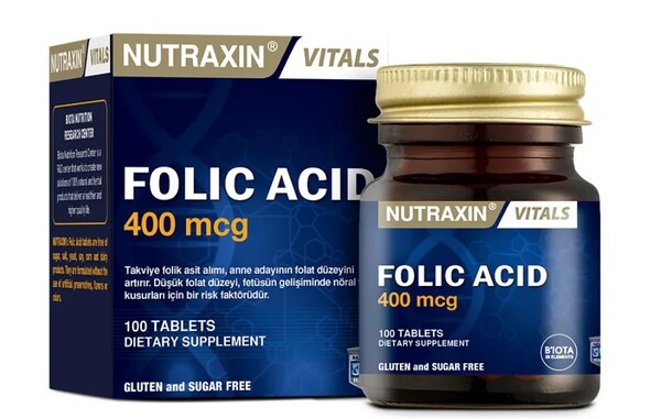 Фолієва кислота Nutraxin Folic Acid 400 мкг, 100 таблеток